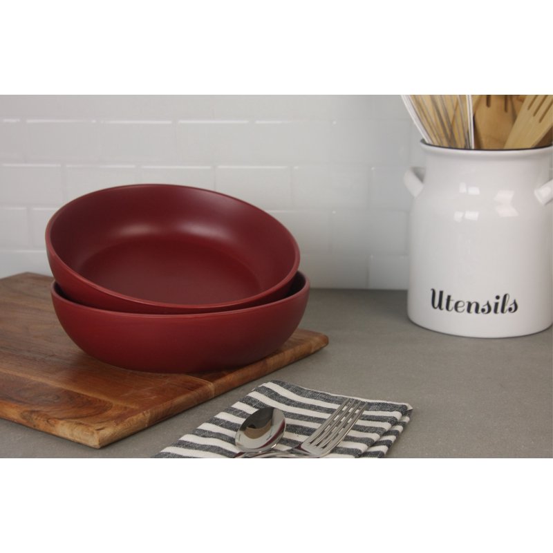 9" Matte Red Serving Bowl Set - 2 Pieces