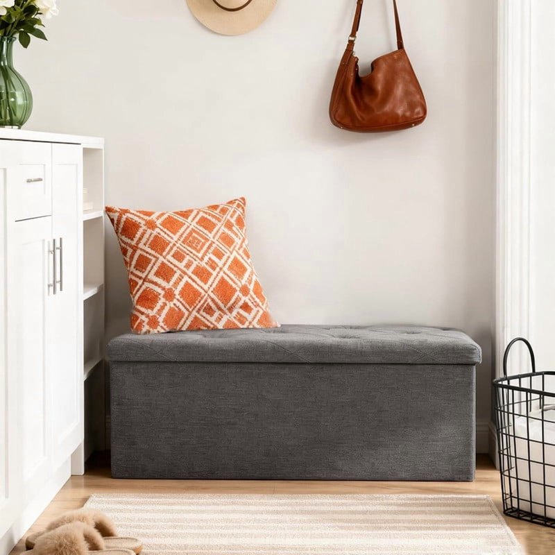 43-Inch Storage Ottoman Bench - Padded Seat & Versatile Foot Rest