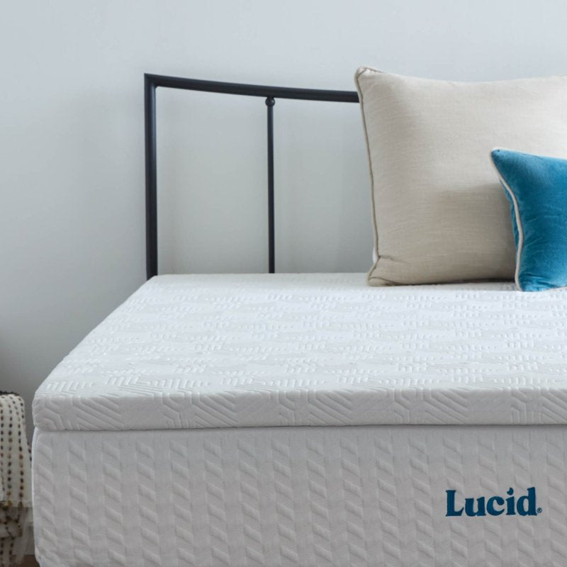 Full 2-Inch Lavender Memory Foam Mattress Topper with Cover - Lucid