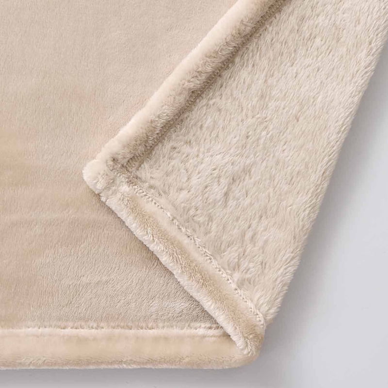 Full/Queen Velvet Plush Blanket - Tan, Reversible, 90x92 Inches, Adult & Teen
