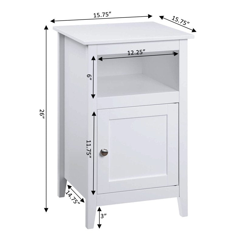 Storage Cabinet End Table with Shelf - Versatile MDF Construction