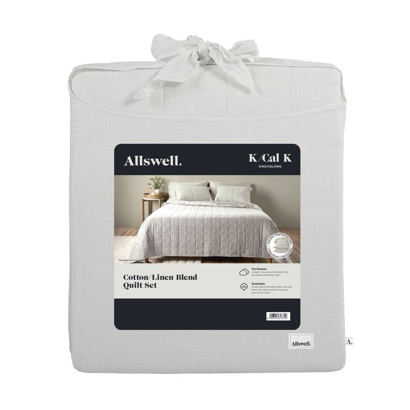 Oversized King Cotton Linen Blend Quilt Set - Bleached Linen, Allswell