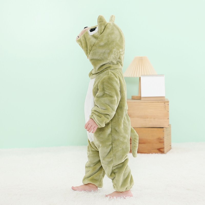 Kids Animal Cosplay Romper - Hooded Flannel Jumpsuit for 12-18 Months - Green D Variation