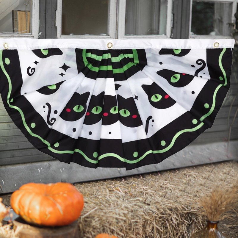 Halloween Fan Flag Banner Outdoor Yard Fence Wall Decor - F Variation