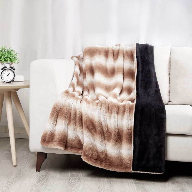 Black and White Velvet Plush Fleece Throw Blanket 50x60 Inches - Cozy Home Decor