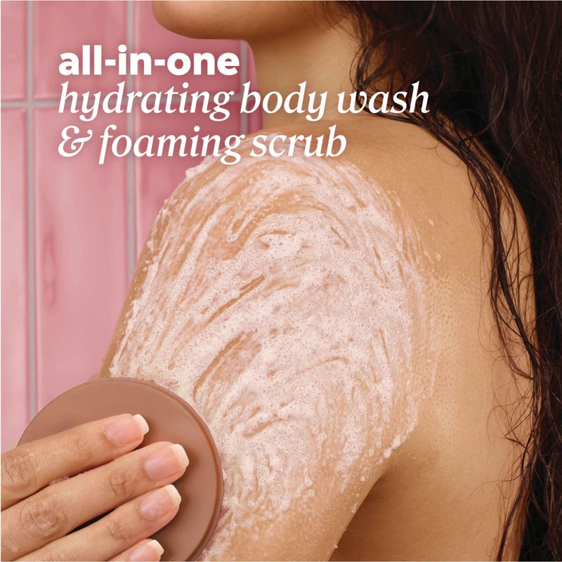 Foaming Shea Butter Body Scrub - Sandalwood & Vanilla, 16 oz with Scrubber