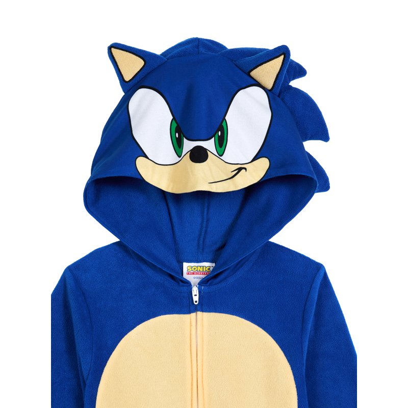 Sonic Boys Long Sleeve Blanket Sleeper L Blue - Toddler One-Piece Pajama Halloween Costume