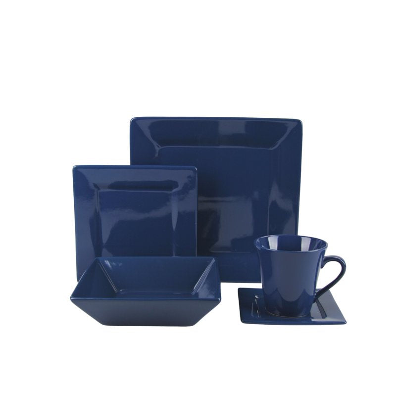 Stoneware Dinnerware Set - 45 Piece - Dark Blue
