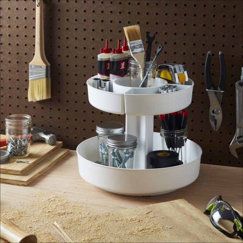 12-Inch 2-Tier Snack Turntable Organizer with Non-Slip Base