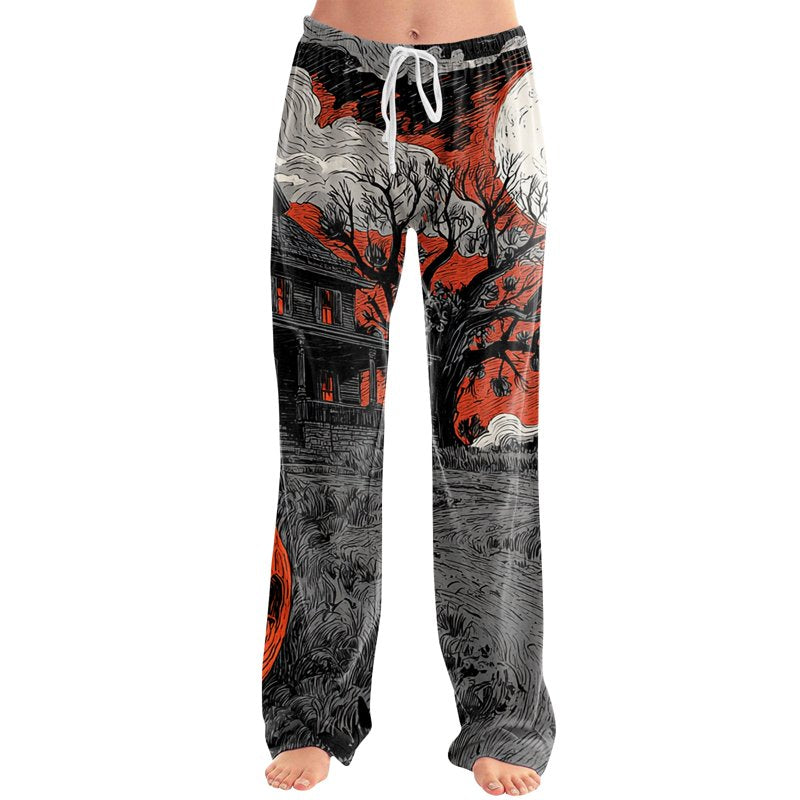 Breathable Halloween Pajama Bottoms for Women Saffron M - Cozy Nightwear