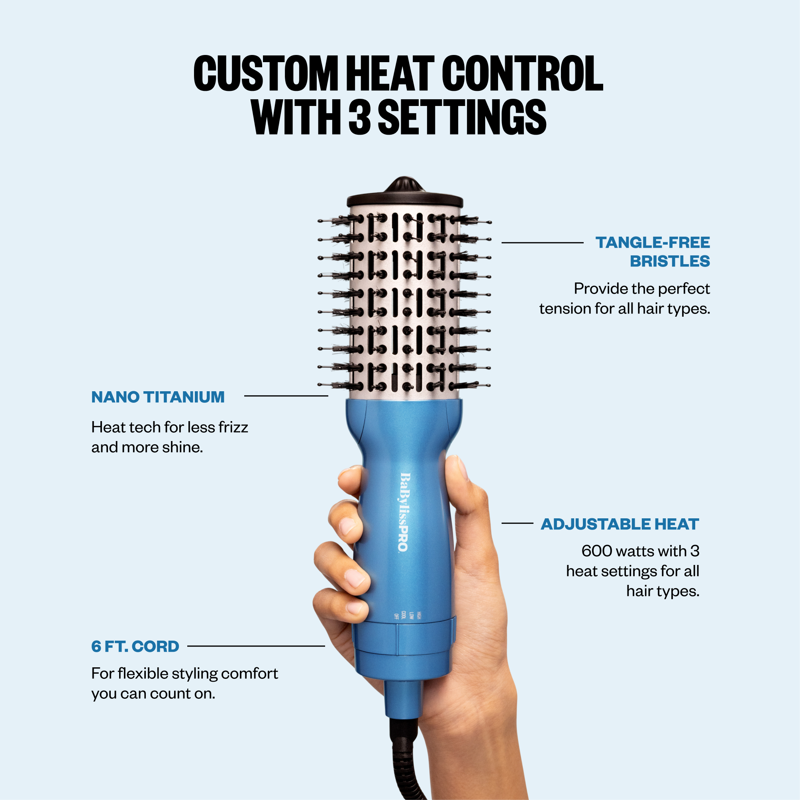 Compact Hot Air Brush - Nano Titanium Technology, 600W