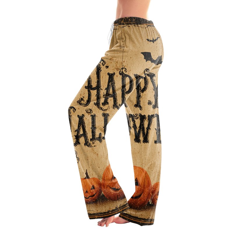 Khaki Women's Fall Pajamas High Waist Wide Leg Lounge Pants XL