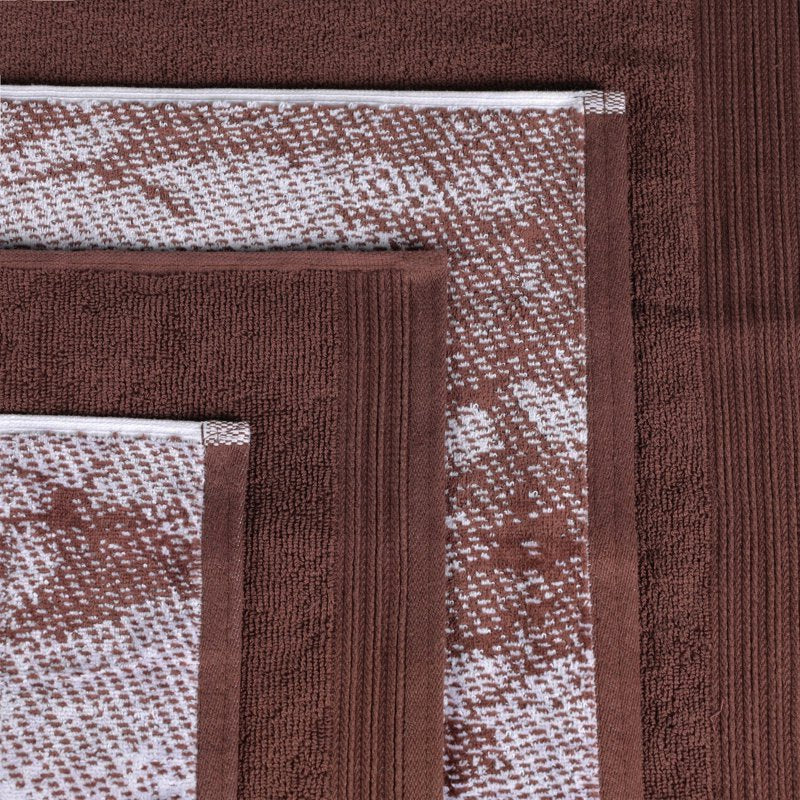 Brown Cotton Jacquard Border Bath Towel Set - 4-Pack, Superior