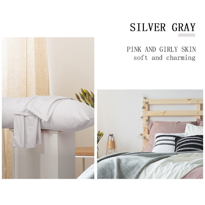 Cotton Zippered Body Pillowcase 20 x 54 Inches Silver Gray - Soft Egyptian Cotton