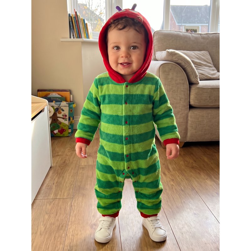 Green Toddler Baby Caterpillar Fleece Jumpsuit Halloween Costume 12-18 Months