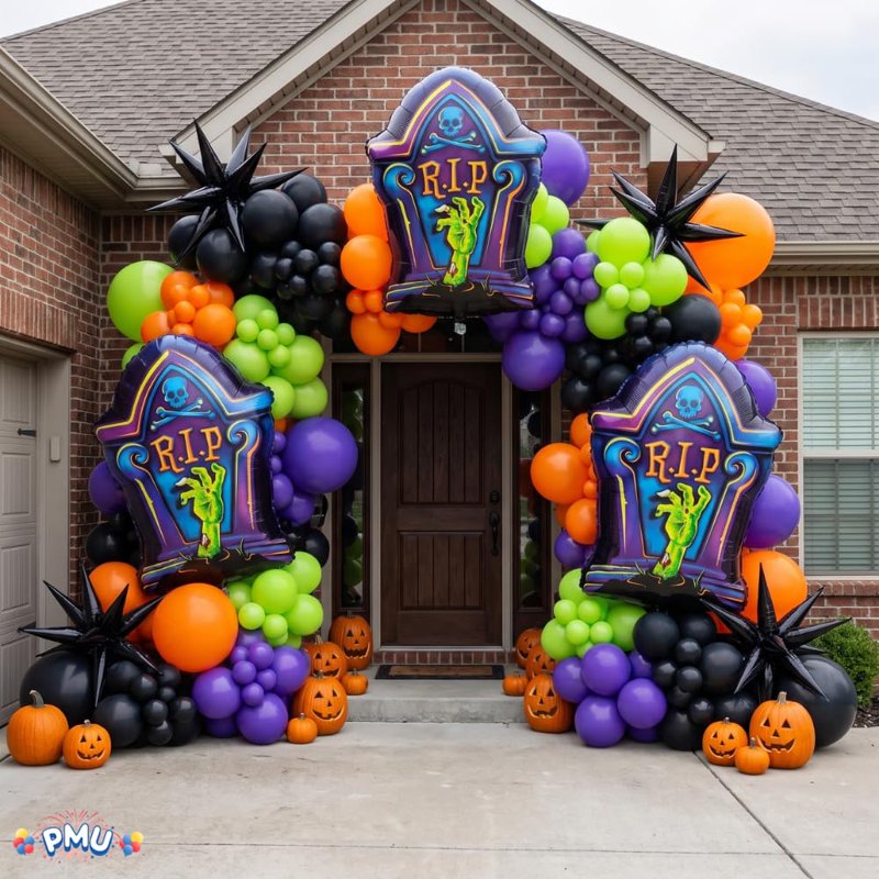 Halloween R.I.P. Tombstone 36 Inch Jumbo Mylar Balloon - Pack of 10 - Spooky Party Decor