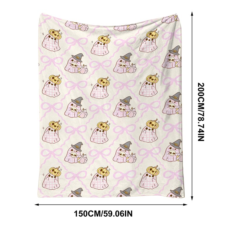 Pink Halloween Flannel Throw Blanket 150x200cm Cozy Decorative Sofa Couch Bed