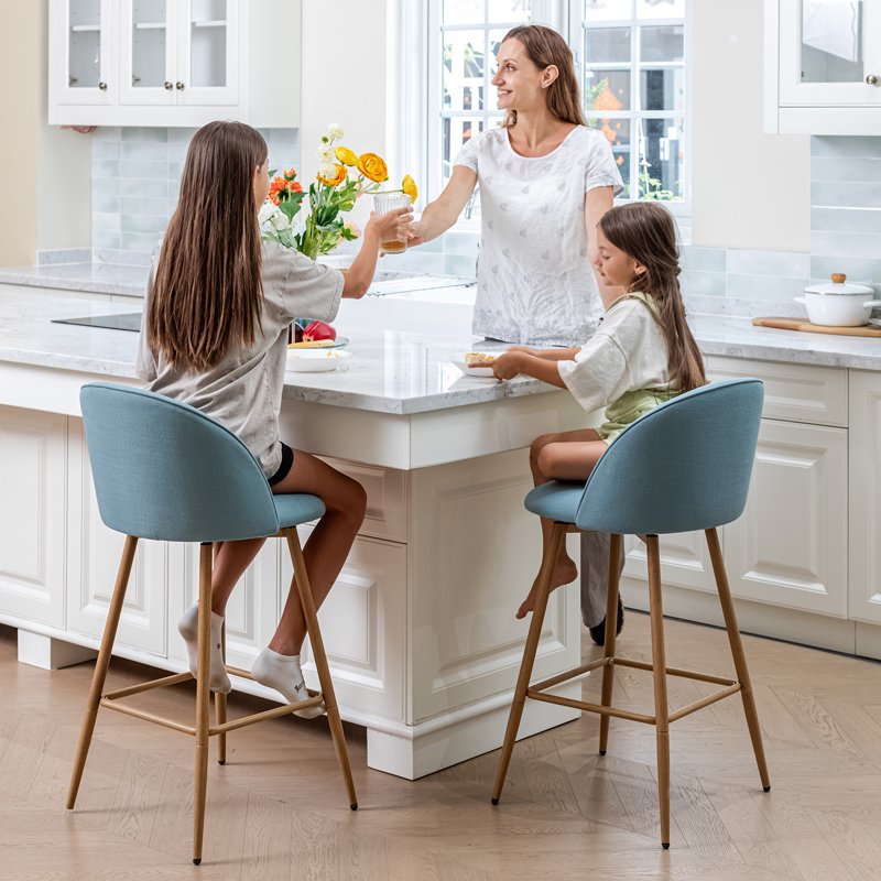 26" Swivel Counter Height Bar Stools Set of 2 - Lake Blue