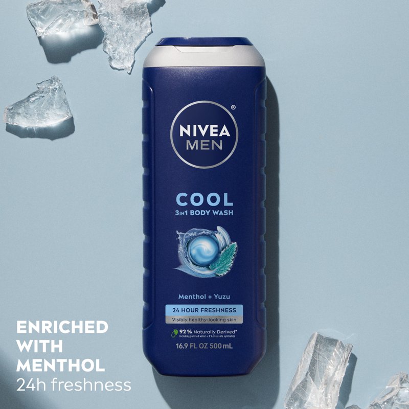 3-in-1 Body Wash for Men with Menthol & Yuzu Scent - 16.9 fl oz