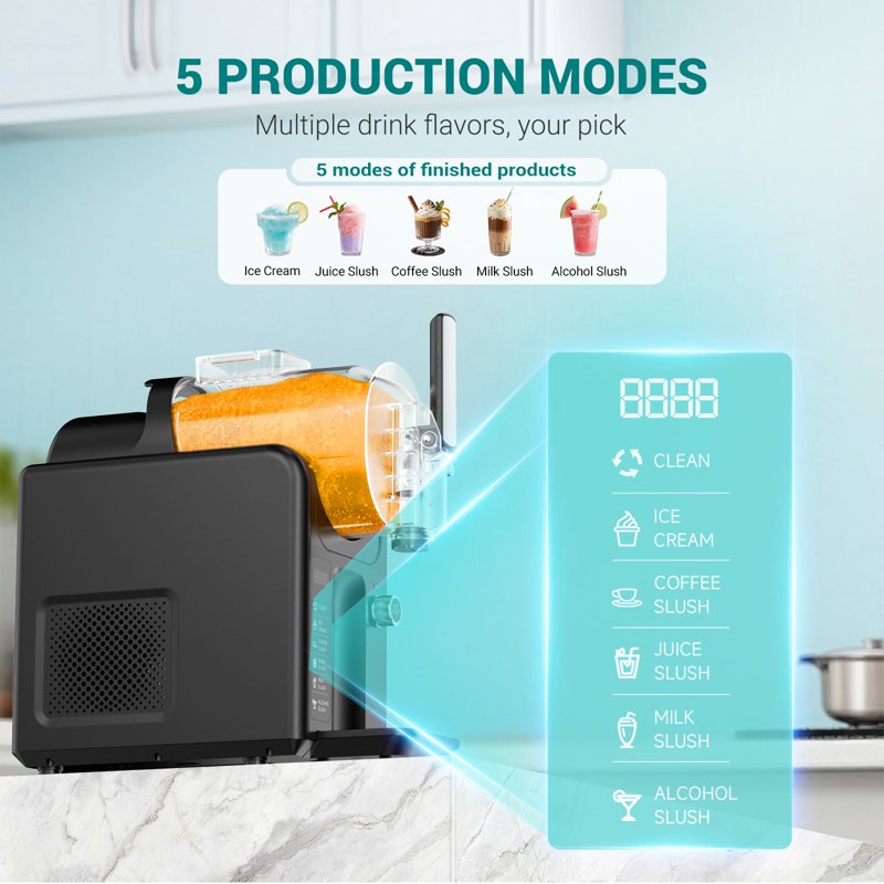 Slushy Machine 85 fl oz - 5-in-1 Frozen Drink & Ice Cream Maker