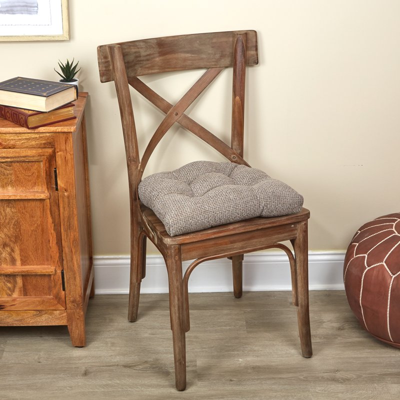 Non-Slip Chair Cushions Set of 2 - 15" x 15" Graystone