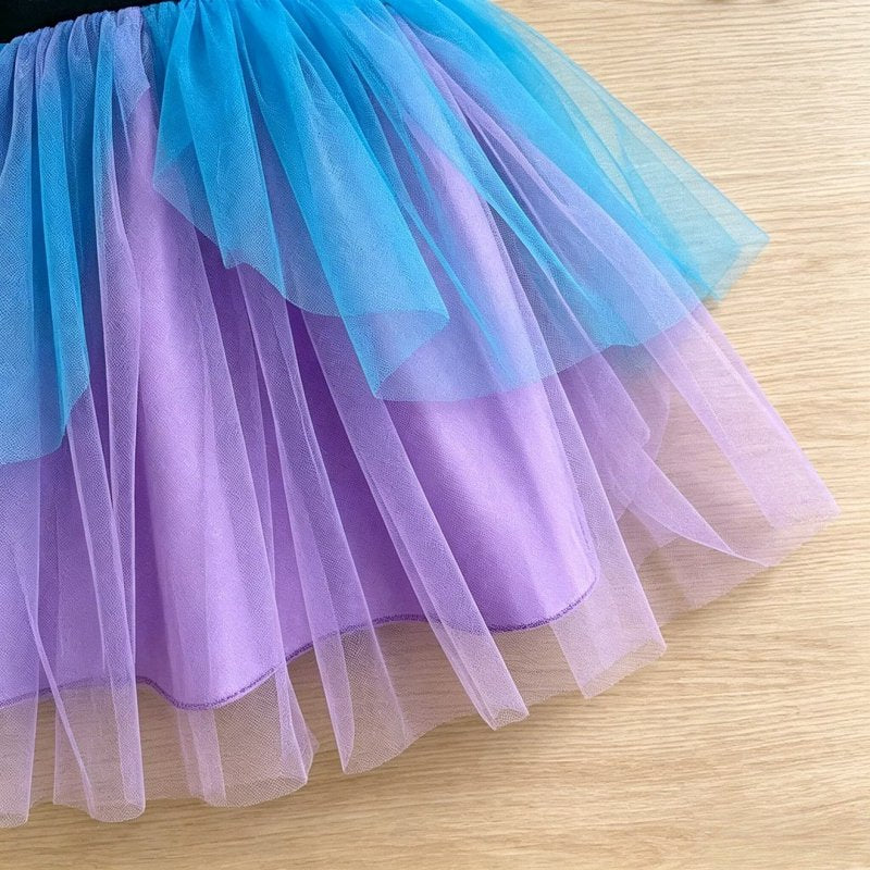 Baby Girls Ghost Skeleton Halloween Dress - Colorful Ruffle Tulle 6-12 Months