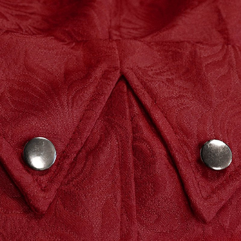 Men's Medieval Steampunk Tailcoat Costume Long Sleeve Hooded Trench Red XXL