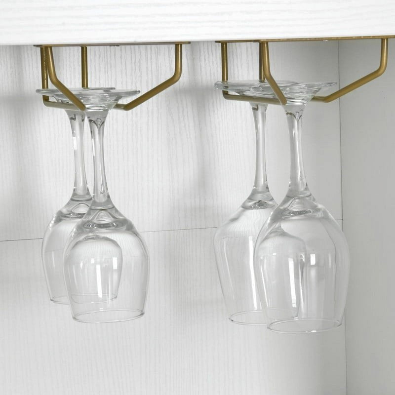 Modern Sideboard Buffet Cabinet with Wine Glass Holder - White