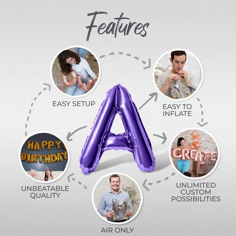 Purple Happy Halloween Letter Balloons - 16 Inch Foil Alphabet Banner for Party