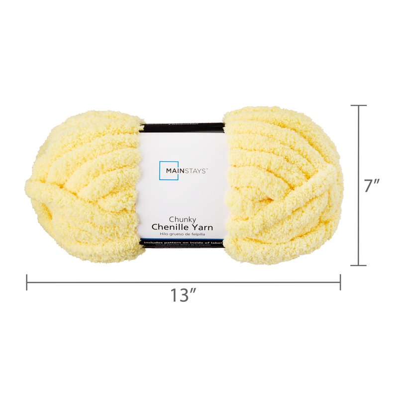 Chunky Chenille Yarn - Lemonade Color, 31.7 Yards, Super Bulky, 100% Polyester