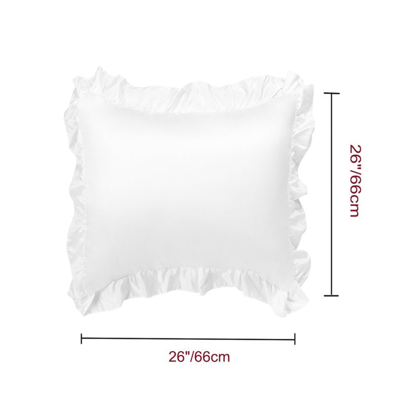 Euro Satin Ruffled Edge Pillow Shams - White, 4-Piece Set