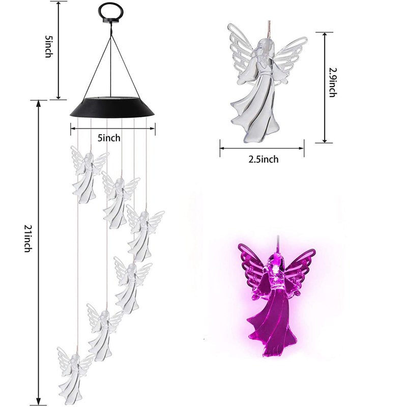 Solar Wind Chime Spinner Outdoor Garden Decor LED Courtyard Ornament - Variation P