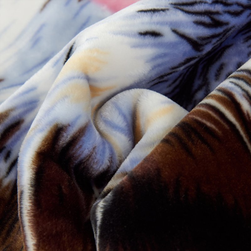 Full/Queen Microfiber Fleece Blanket with Leopard & Tiger Patterns - Warm & Soft, 75x87, 5LB - Brown Variation