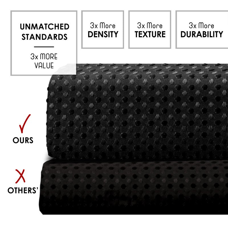 Black Shower Curtain 3 Pack - Waffle Weave Heavy Duty Fabric 72x72 Inches - Hotel Luxury Style