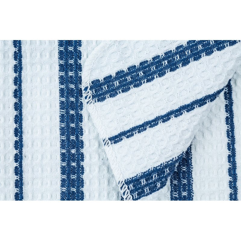 Cotton Waffle Dishcloth Set - Blue & White Striped, 4 Pack