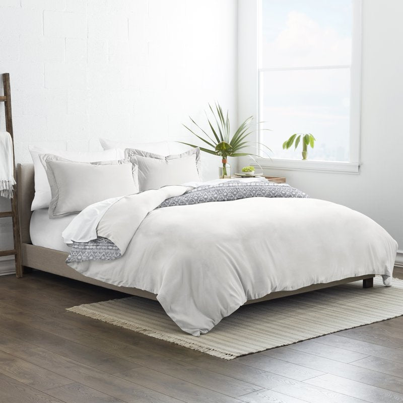 Reversible Blue Rustic King Duvet Cover Set - Modern Microfiber Bedding