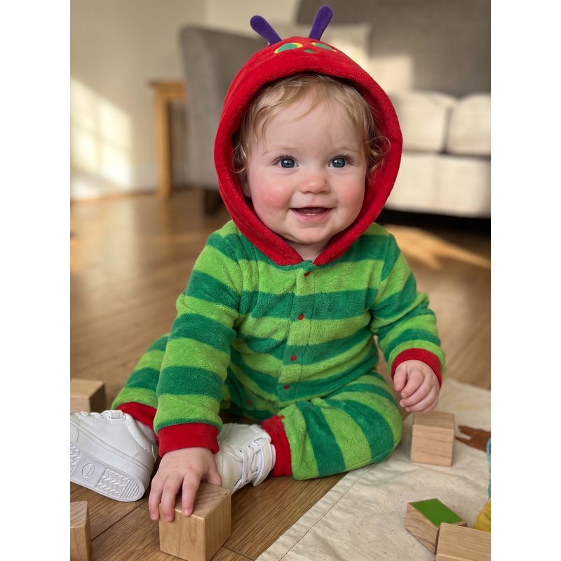 Green Toddler Baby Caterpillar Fleece Jumpsuit Halloween Costume 12-18 Months