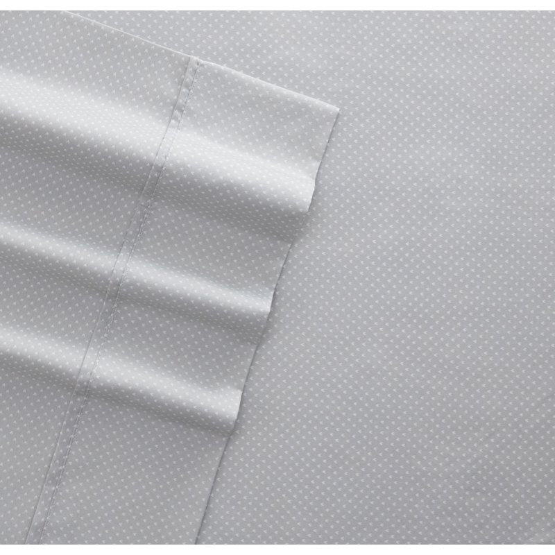 King Microfiber Bed Sheets Set with Heart Pattern - Light Gray