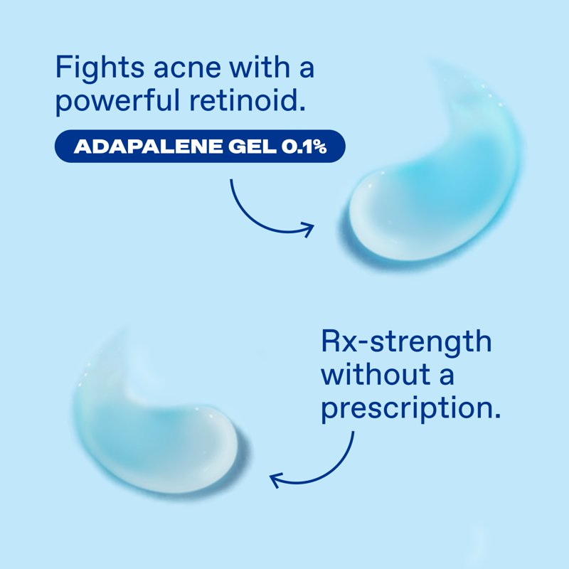Adapalene 0.1% Acne Treatment Gel - Prescription Strength Formula, 1.6 oz