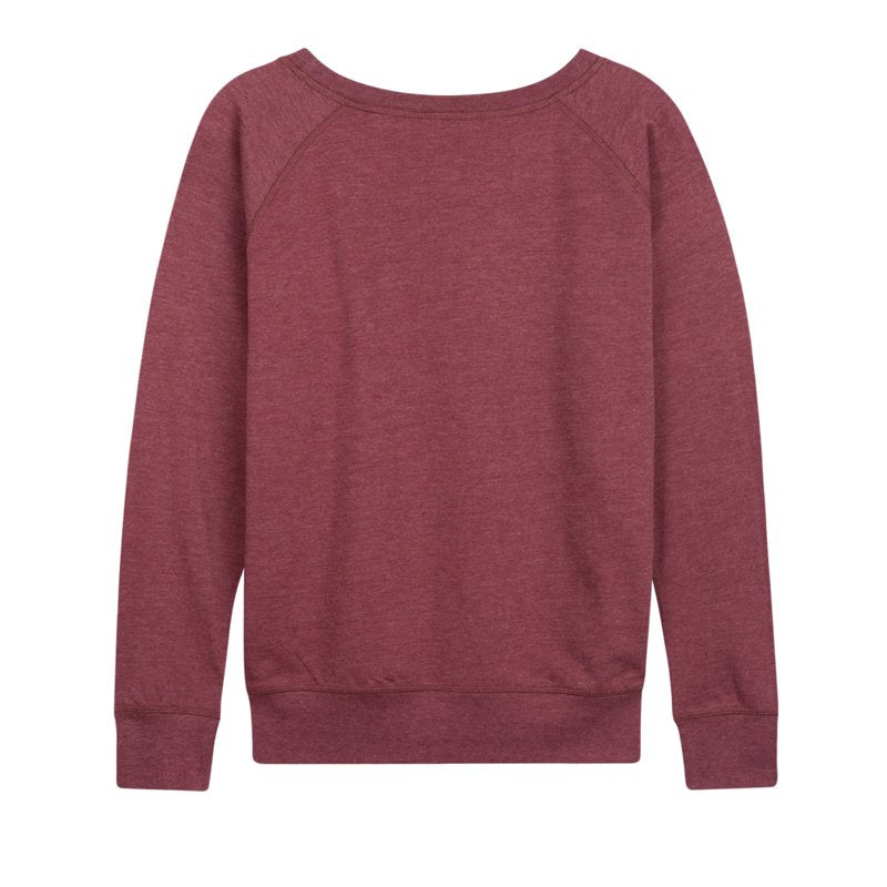 Peanuts Trick Or Treat Silhouettes Lightweight French Terry Wide Neck Long Sleeve Shirt - Heather Maroon S