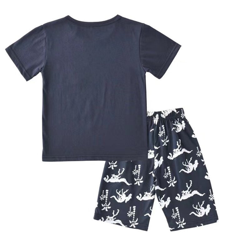 Toddler Boys Dinosaur Pajama Set Navy 4-5 Years Summer Clothes