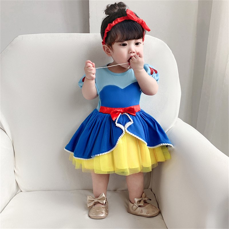Blue Princess Baby Girl Dress Up Romper Tutu Dress with Headband 9-12 Months
