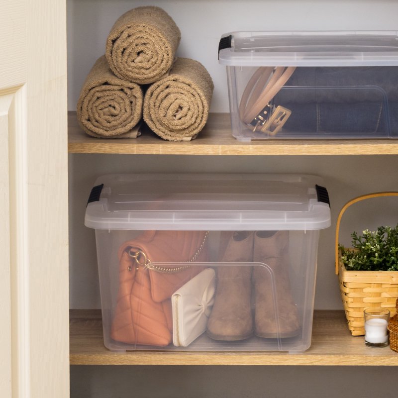 32 Qt. Plastic Storage Bins with Lids - Stackable Totes - 4 Pack