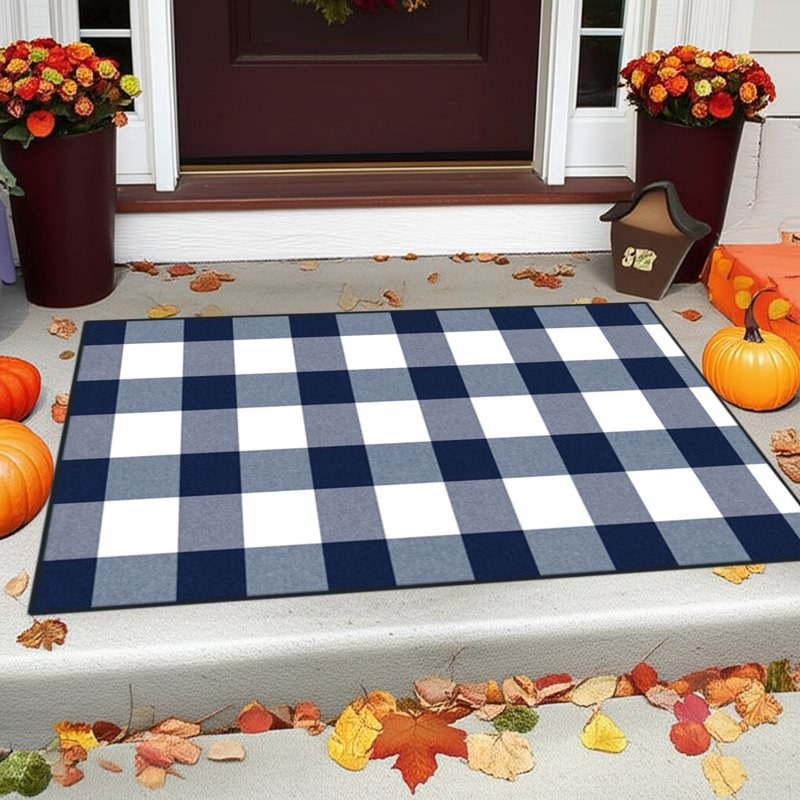 Blue Halloween Door Mat - Non-Slip Absorbent Outdoor Rug for Front Porch & Entryway