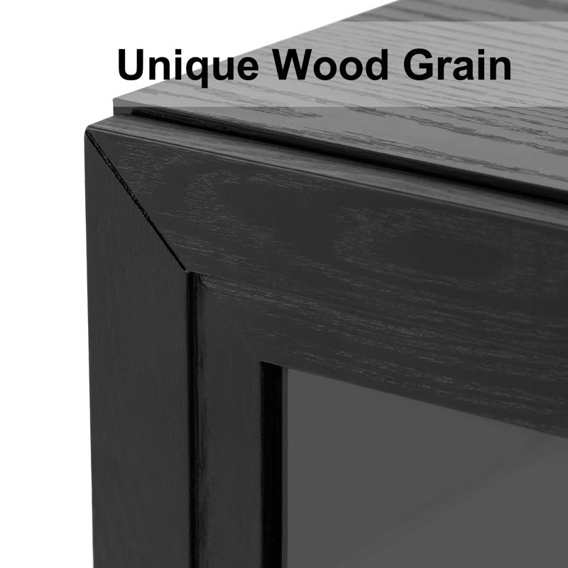 Curio Display Cabinet with Glass Doors - Black, 72x31x16in