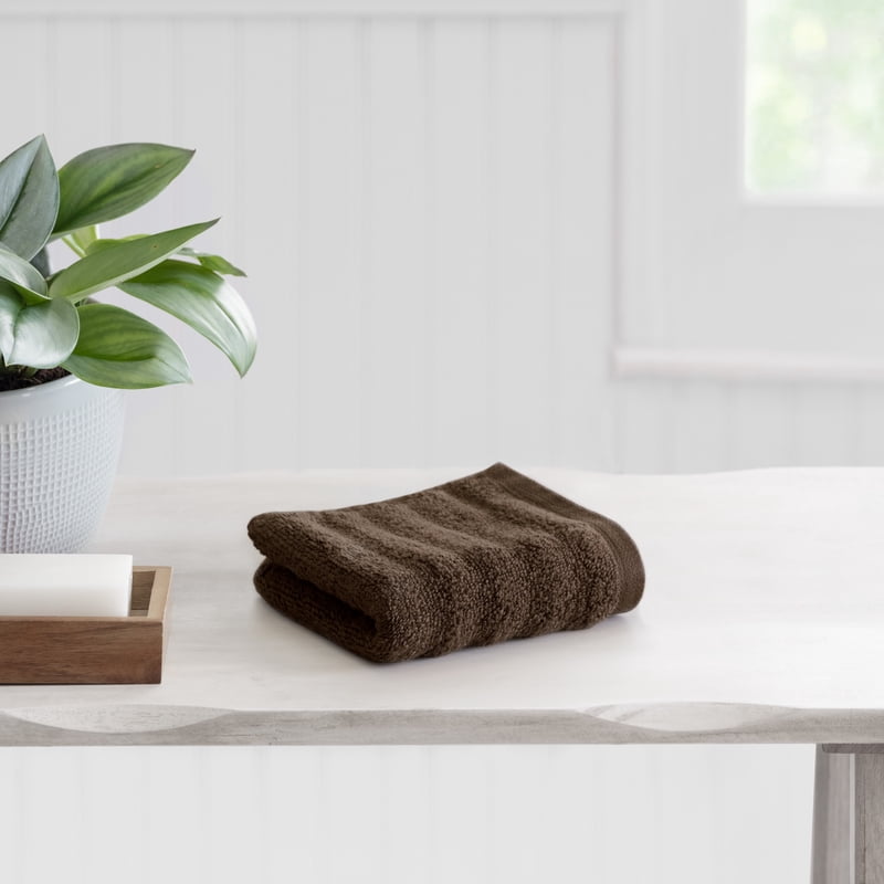 Mainstays Performance 6-Piece Textured Bath Towel Set - Brown Basket Variation