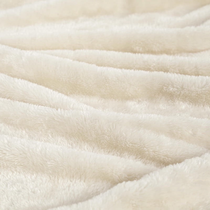 Superior Super Soft Plush Fleece Blanket 90x90 Full/Queen Ivory - Cozy Bed & Couch Throw