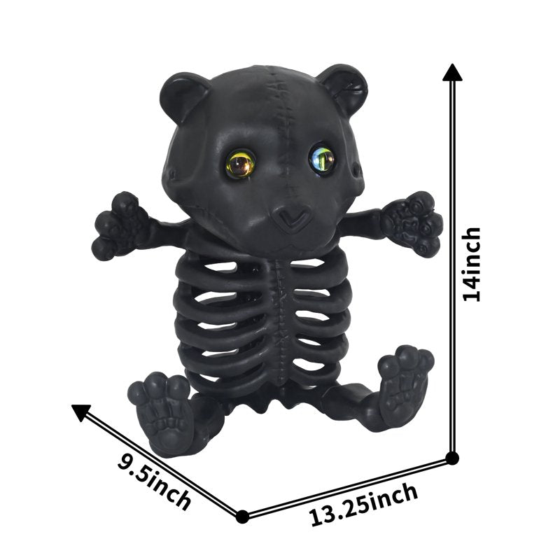 Large Halloween Skeleton Teddy Bear Decor with Crystal Eyes - Spooky Home Accent