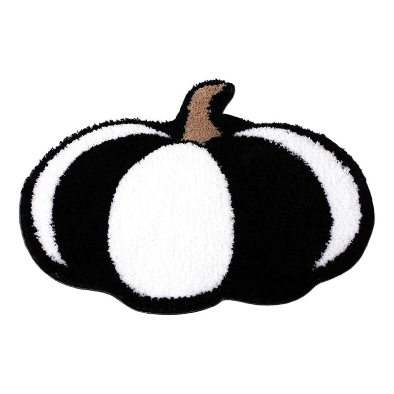 Black Pumpkin Doormat for Halloween & Thanksgiving Entryway Decor - Washable Non-Slip Fall Rug