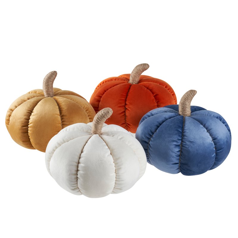 (2 Pack) Rust Velvet Pumpkin Decorative Pillow - 6x9 Inch Fall Home Decor - Variation of Rust, 2